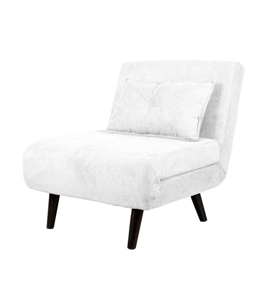 POLTRONA LETTO "QUEEN" IN TESSUTO BIANCO, 77x77X85 CM